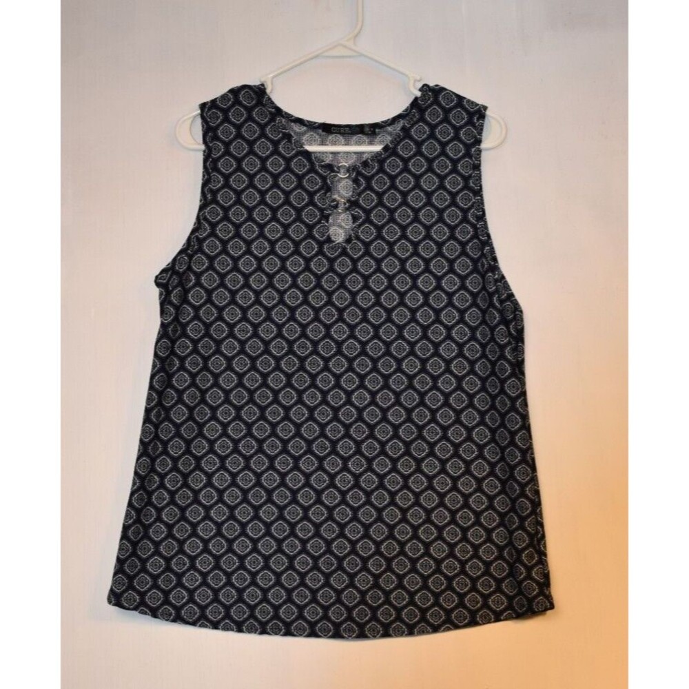 Cure Women’s Sleeveless Blue Geometric shape Size Large Shirt